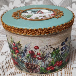 Ovális karácsonyi fémdoboz, kincsesdoboz - otthon & életmód - tárolás & rendszerezés - doboz - Meska.hu