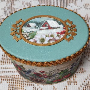 Ovális karácsonyi fémdoboz, kincsesdoboz - otthon & életmód - tárolás & rendszerezés - doboz - Meska.hu