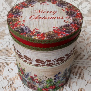 Karácsonyi nagyméretű sütisdoboz, kekszesdoboz - otthon & életmód - tárolás & rendszerezés - doboz - Meska.hu