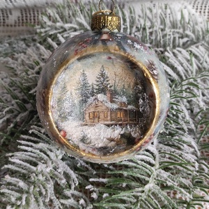 Homorú karácsonyi gömb decoupage technikával díszítve, Karácsony, Karácsonyi lakásdekoráció, Karácsonyfadíszek, , MESKA