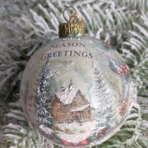 Homorú karácsonyi gömb decoupage technikával díszítve - karácsony - karácsonyi lakásdekoráció - karácsonyfadíszek - Meska.hu