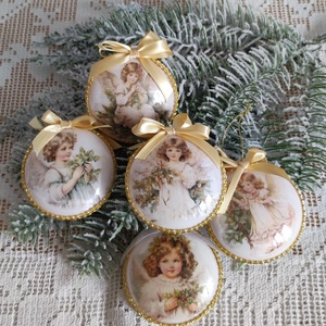 Medalion karácsonyfadísz angyalkákkal, Karácsony, Karácsonyi lakásdekoráció, Karácsonyfadíszek, , MESKA