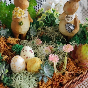Kertészkedő nyuszik - húsvéti asztaldísz - ünnepi díszek, dekorációk - húsvéti díszek és dekorációk - húsvéti asztaldíszek - Meska.hu