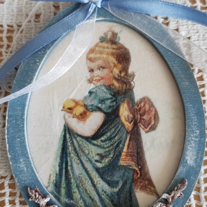 Dekoratív tojás alakú fa díszek, Ünnepi díszek, dekorációk, Húsvéti díszek és dekorációk, Húsvéti tojás, hímestojás, Decoupage, transzfer és szalvétatechnika, MESKA