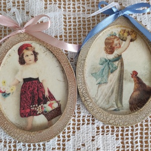 Tojás alakú fa alapra készült díszek - ünnepi díszek, dekorációk - húsvéti díszek és dekorációk - húsvéti tojás, hímestojás - Meska.hu