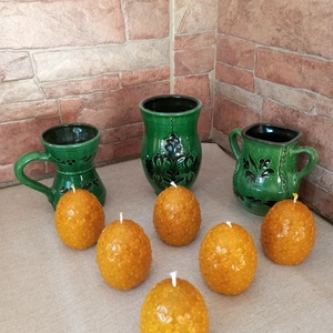 Nagy virágos tojás gyertya méhviaszból  - otthon & életmód - gyertya, illat, aroma - gyertya - Meska.hu