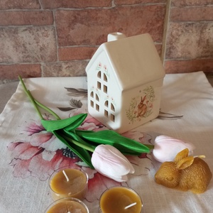 Nyuszis teamécses tartó , Ünnepi díszek, dekorációk, Húsvéti díszek és dekorációk, Húsvéti gyertya, , MESKA