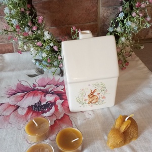 Nyuszis teamécses tartó  - ünnepi díszek, dekorációk - húsvéti díszek és dekorációk - húsvéti gyertya - Meska.hu