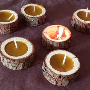 Fa teamécses méhviaszból  - otthon & életmód - gyertya, illat, aroma - mécses és mécsestartó - Meska.hu