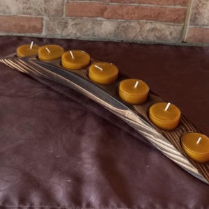 Fa mécsestartó 7 db teamécsessel  - otthon & életmód - gyertya, illat, aroma - mécses és mécsestartó - Meska.hu