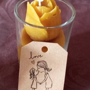 Anyák napjára tulipános poharas gyertya méhviaszból  - otthon & életmód - gyertya, illat, aroma - gyertya - Meska.hu