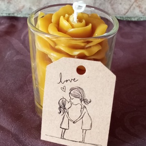 Anyák napjára rózsás poharas gyertya méhviaszból  - otthon & életmód - gyertya, illat, aroma - gyertya - Meska.hu