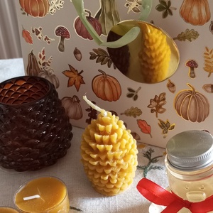 Őszi méhviaszos ajándék csomag  - otthon & életmód - gyertya, illat, aroma - mécses és mécsestartó - Meska.hu