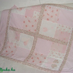 Pasztell rózsaszín patchwork takaró, pihe- puha falvédő, Otthon & Életmód, Babaszoba, gyerekszoba, Babatakaró, gyerek pléd, Varrás, Patchwork, foltvarrás, MESKA