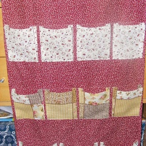 patchwork bordó kisvirágos zsebes tároló -  - Meska.hu