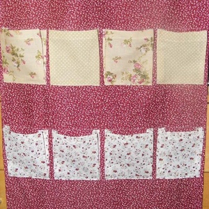 patchwork bordó kisvirágos zsebes tároló -  - Meska.hu