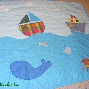 Hajós, vitorlás patchwork takaró, játszószőnyeg, falvédő - otthon & életmód - babaszoba, gyerekszoba - babatakaró, gyerek pléd - Meska.hu
