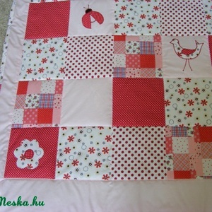 patchwork  takaró, piros-pöttyös, falvédőnek is megfelel - otthon & életmód - babaszoba, gyerekszoba - babatakaró, gyerek pléd - Meska.hu