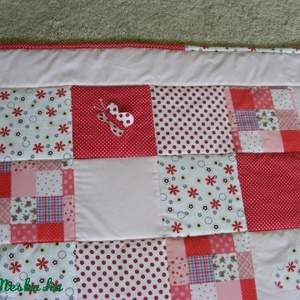 patchwork  takaró, piros-pöttyös, falvédőnek is megfelel - otthon & életmód - babaszoba, gyerekszoba - babatakaró, gyerek pléd - Meska.hu