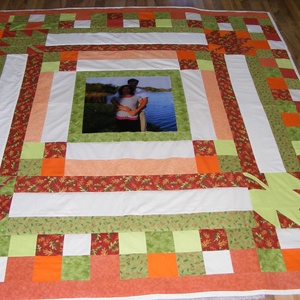 Patchwork takaró, színes, faleveles - otthon & lakás - lakástextil - ágytakaró - Meska.hu