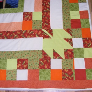 Patchwork takaró, színes, faleveles - otthon & lakás - lakástextil - ágytakaró - Meska.hu