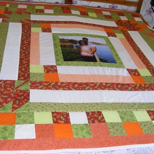 Patchwork takaró, színes, faleveles - otthon & lakás - lakástextil - ágytakaró - Meska.hu