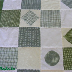 Zöld kockás patchwork takaró, falvédő szettben - otthon & életmód - lakástextil - ágytakaró - Meska.hu