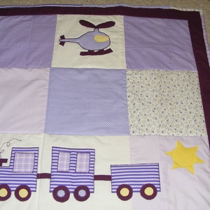 patchwork takaró, falvédő járművekkel - otthon & életmód - lakástextil - ágytakaró - Meska.hu