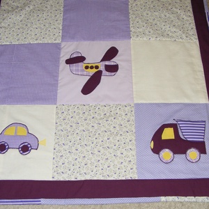 patchwork takaró, falvédő járművekkel - otthon & életmód - lakástextil - ágytakaró - Meska.hu