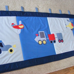 Járműves patchwork falvédő, takaró járművekkel kék, Otthon & Életmód, Babatakaró, gyerek pléd, Babaszoba, gyerekszoba, Patchwork, foltvarrás, MESKA