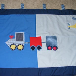 Járműves patchwork falvédő, takaró járművekkel kék - otthon & életmód - babaszoba, gyerekszoba - babatakaró, gyerek pléd - Meska.hu