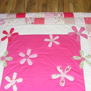 patchwork takaró, virágos rét - otthon & életmód - babaszoba, gyerekszoba - babatakaró, gyerek pléd - Meska.hu