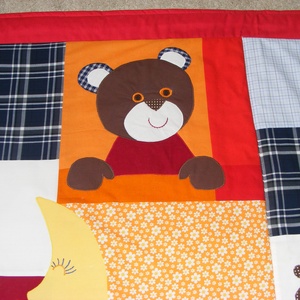 Patchwork retro macis takaró, falvédőnek is megfelel - otthon & lakás - babaszoba, gyerekszoba - falvédő gyerekszobába - Meska.hu
