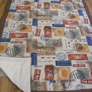 feliratos, bélyegmintás patchwork takaró kamaszoknak. - otthon & életmód - lakástextil - ágytakaró - Meska.hu