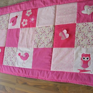  Patchwork falvédő, takaró virág, katica díszítéssel  - otthon & lakás - babaszoba, gyerekszoba - falvédő gyerekszobába - Meska.hu