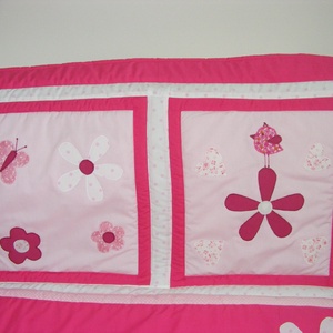 Pink patchwork takaró, falvédő virág, és pillangó mintával - RENDELHETŐ - otthon & lakás - lakástextil - ágytakaró - Meska.hu