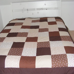Barna-drapp takaró, Otthon & Életmód, Lakástextil, Ágytakaró, Varrás, Patchwork, foltvarrás, MESKA