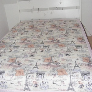 Feliratos patchwork takaró kamaszoknak, Párizs, Otthon & Életmód, Babatakaró, gyerek pléd, Babaszoba, gyerekszoba, Varrás, Patchwork, foltvarrás, MESKA