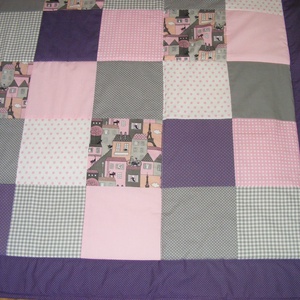 Patchwork takaró, lila-padlizsán, kisvirágos, nagy méretű - otthon & életmód - lakástextil - ágytakaró - Meska.hu