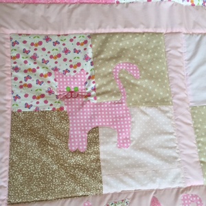Cicás patchwork takaró, sok cica - otthon & életmód - lakástextil - ágytakaró - Meska.hu