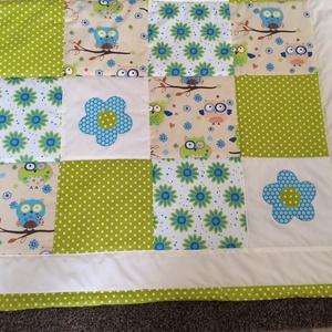 patchwork  takaró, bagoly mintás, falvédőnek is megfelel - otthon & életmód - babaszoba, gyerekszoba - babatakaró, gyerek pléd - Meska.hu