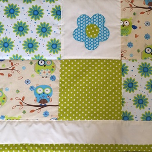 patchwork  takaró, bagoly mintás, falvédőnek is megfelel - otthon & életmód - babaszoba, gyerekszoba - babatakaró, gyerek pléd - Meska.hu