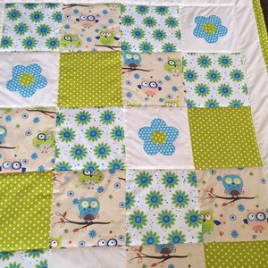 patchwork  takaró, bagoly mintás, falvédőnek is megfelel - otthon & életmód - babaszoba, gyerekszoba - babatakaró, gyerek pléd - Meska.hu