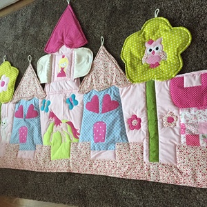 Palotás patchwork falvédő - otthon & életmód - babaszoba, gyerekszoba - falvédő gyerekszobába - Meska.hu