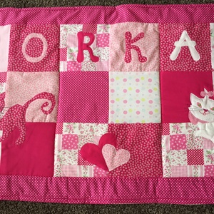  Patchwork falvédő, takaró virág, katica,cica díszítéssel  - otthon & életmód - lakástextil - ágytakaró - Meska.hu