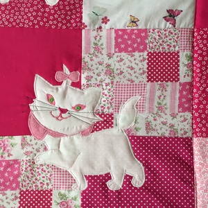  Patchwork falvédő, takaró virág, katica,cica díszítéssel  - otthon & életmód - lakástextil - ágytakaró - Meska.hu