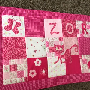  Patchwork falvédő, takaró virág, katica,cica díszítéssel  - Meska.hu