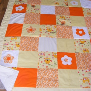 patchwork  takaró, bagolymintás, falvédőnek is megfelel - otthon & életmód - lakástextil - ágytakaró - Meska.hu