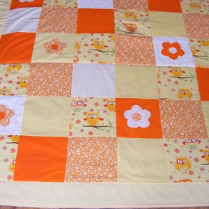 patchwork  takaró, bagolymintás, falvédőnek is megfelel - otthon & életmód - lakástextil - ágytakaró - Meska.hu