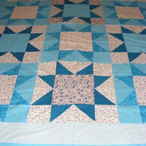 Türkiz csillagmintás patchwork  ágytakaró, takaró, Otthon & Életmód, Ágytakaró, Lakástextil, Patchwork, foltvarrás, MESKA